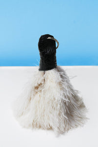 White ostrich feather keyring