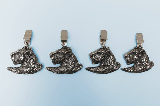 Leopard pewter tablecloth weights