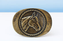 Load image into Gallery viewer, Brass horse belt buckle
