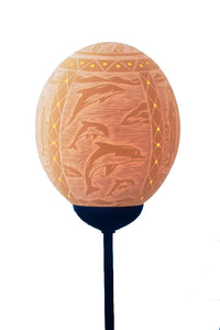 Penguin and dolphin ostrich eggshell lamp