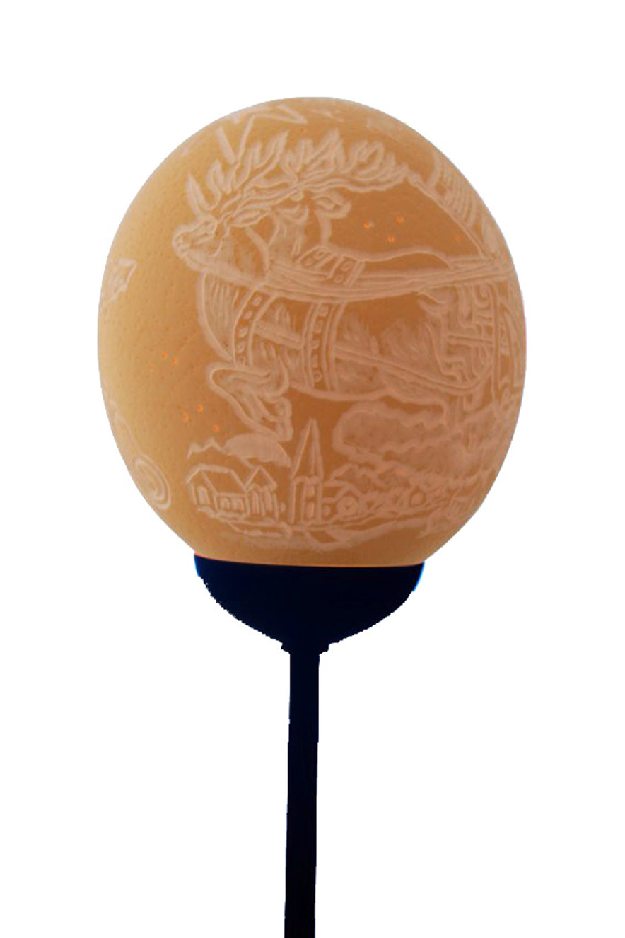 Merry Christmas themed ostrich egg lamp