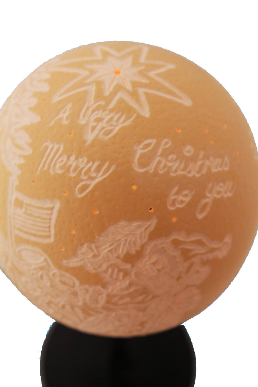 Merry Christmas themed ostrich egg lamp