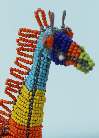 Multi-coloured African wire and bead giraffe
