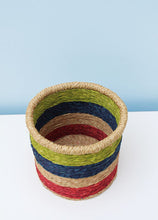 Load image into Gallery viewer, Multicoloured grass-woven African basket