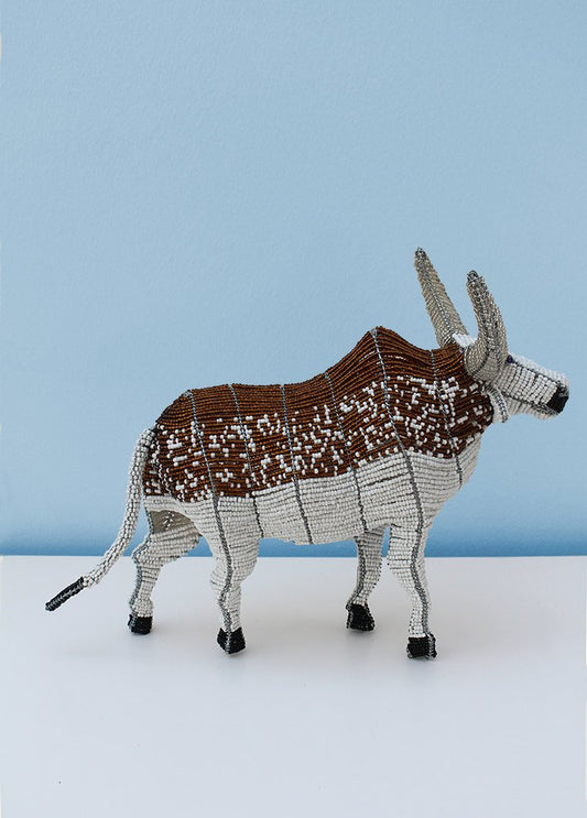 African cattle in wire and beads