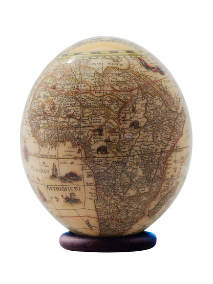 Rhino and map decoupage eggshell