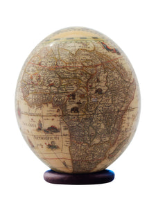 Elephant and map decoupage ostrich eggshell