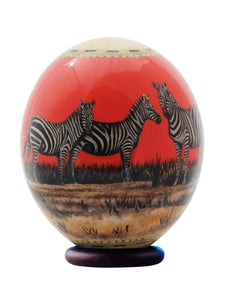 Decoupage zebra ostrich egg