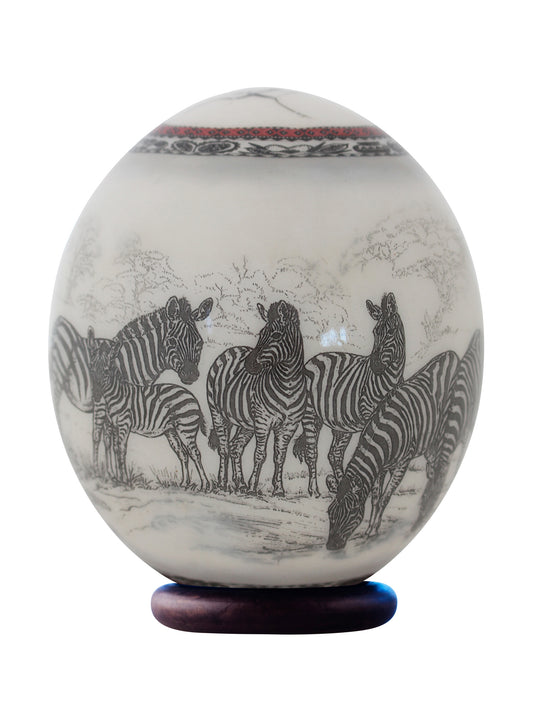 Classic ostrich decoupage eggshell with zebras
